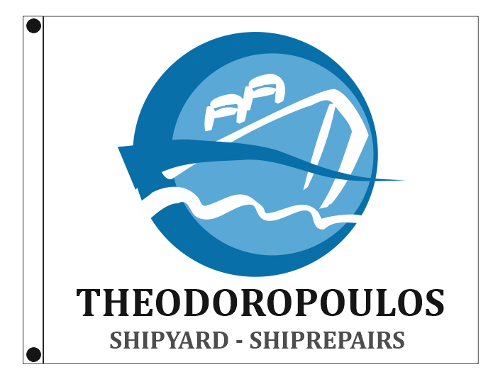 Custom flags 150x120cm for the company THEODOROPOULOS SHIPYARDS-SHIPREPAIRS