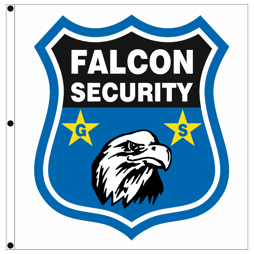 Advertising company flags 190x200cm for FALCON SECURITY GS